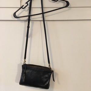 Fossil black leather crossbody purse / bag